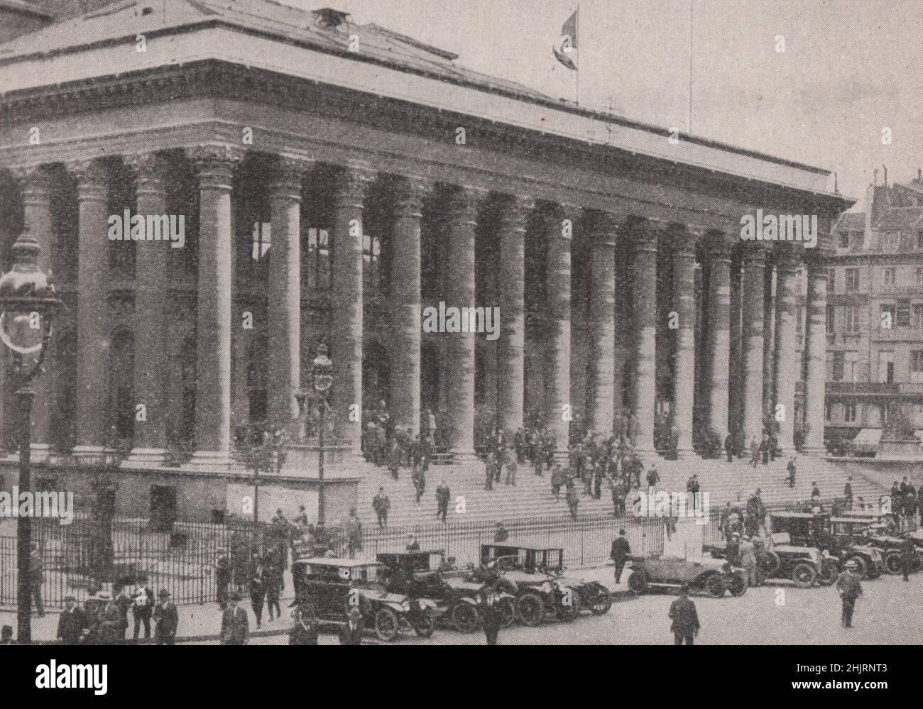 The bourse of Paris, caged within its Corinthian Peristyle. Paris  (1923) Stock Photo