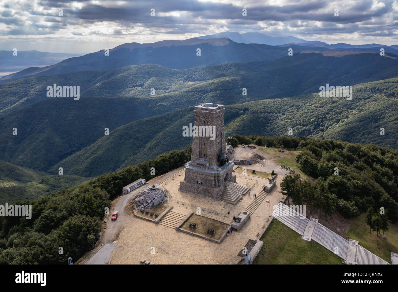Drone View Of Monument Of Freedom Dedicated To Battle Of Shipka Pass On