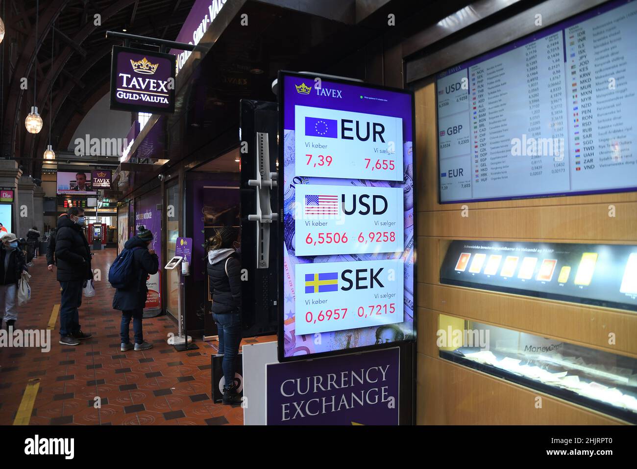 Copenhagen/Denmark./31 January 2022/. Trvex currency exchange shop in  danish capital Copenhagen Denmark. (Photo..Francis Dean/Dean Pictures Stock  Photo - Alamy
