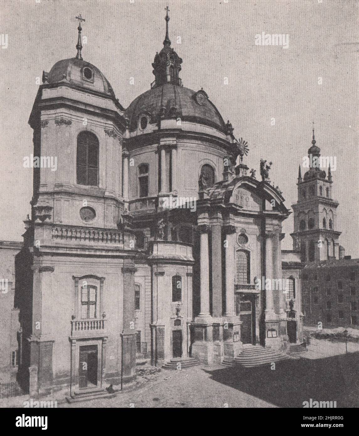 One of Lemberg's numerous ecclesiastical buildings. Ukraine (1923) Stock Photo