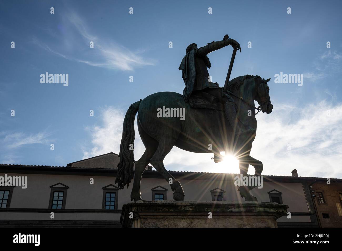 Florence, Italy. January 2022. the Equestrian Monument to Grand Duke Ferdinando I de 'Medici in the historic center of the city Stock Photo