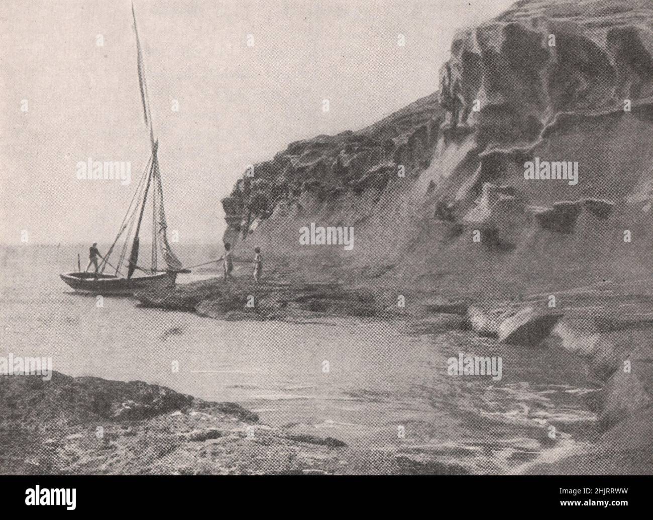 Eroded cliffs along the coast of Sind near Karachi. Pakistan (1923) Stock Photo