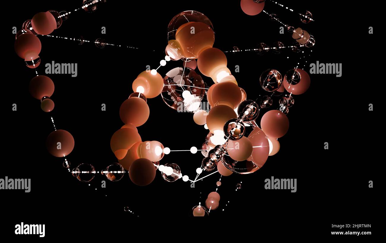 Lattice Particles 3d rendering close up of Geometric connected line and dots. Abstract ...