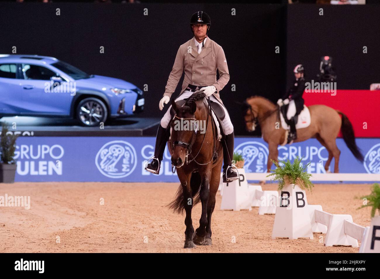 Daniel Martin Dockx (ESP) with Manchego ARB (PRE) during Longines FEI World Cup 2019 on November 30 2019 in Madrid Horse Week, Spain Stock Photo