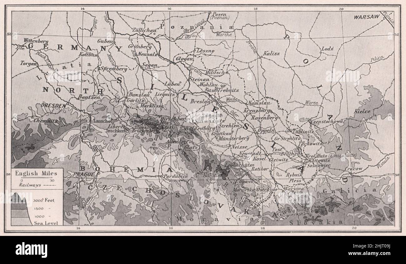 Sudetic Mountains Map Silesias Rich Triangular Wedge Between The Beskids And The Sudetic Range Poland Silesia 1923 Map 2HJT09J
