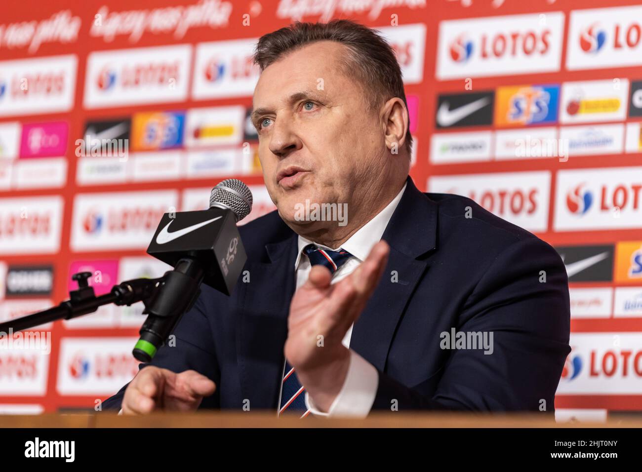 Warsaw, Poland. 31st Jan, 2022. Cezary Kulesza president of Polish Football Association seen during the presentation to the press the new coach of the Poland national football team at PGE Narodowy Stadium. (Photo by Mikolaj Barbanell/SOPA Images/Sipa USA) Credit: Sipa USA/Alamy Live News Stock Photo