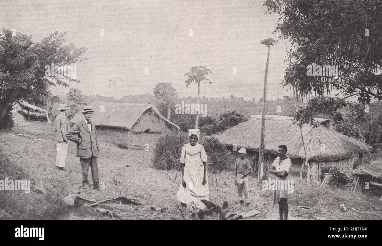 On the outskirts of a native village in Tanna Island, one of the southern New Hebrides. Vanuatu. South Pacific Islands (1923) Stock Photo