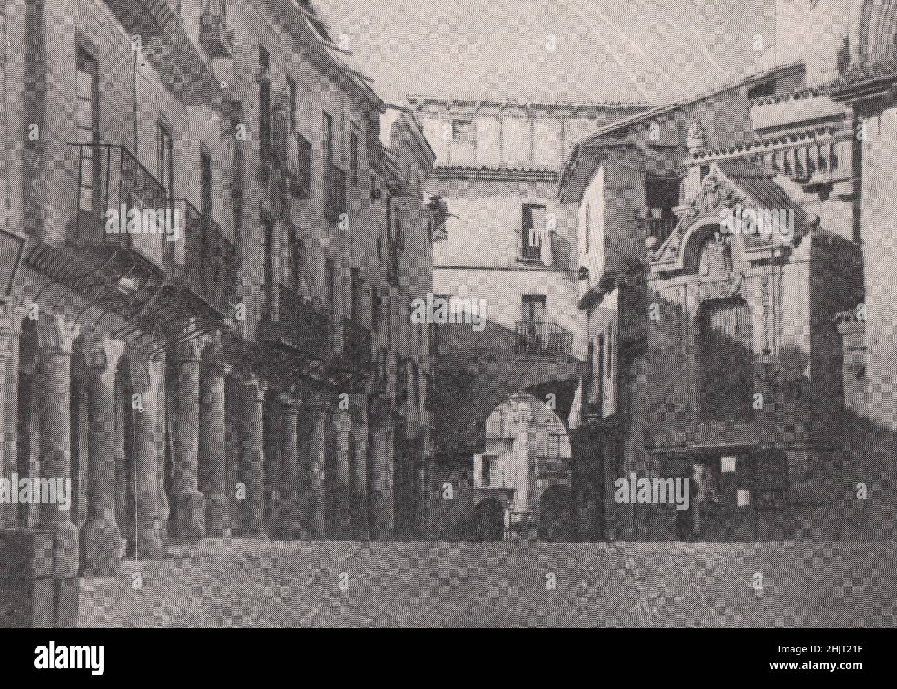 Antique Architectural styles in a Square of Salamanca. Spain (1923) Stock Photo