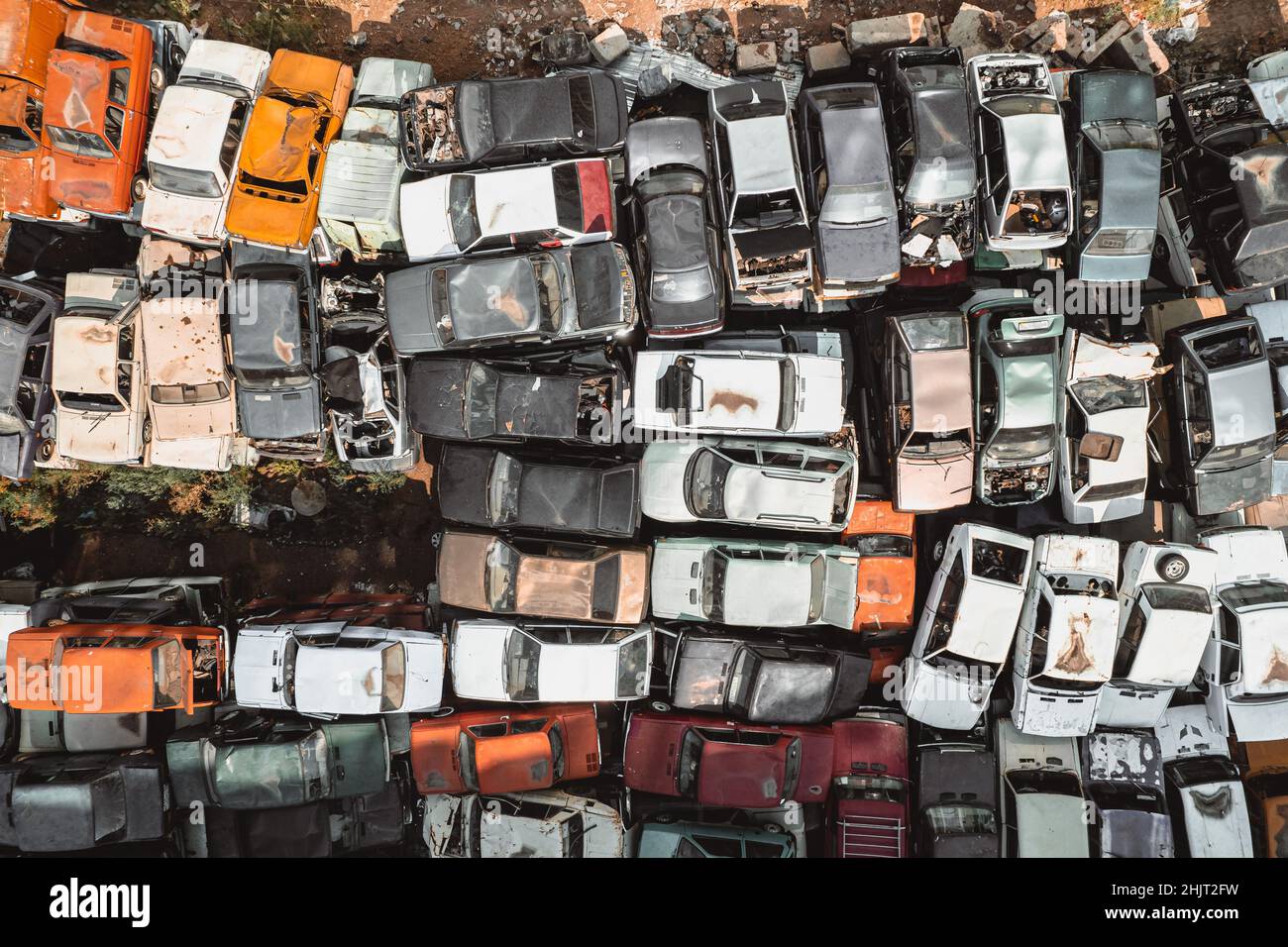 Auto junkyard aerial view hi-res stock photography and images - Alamy