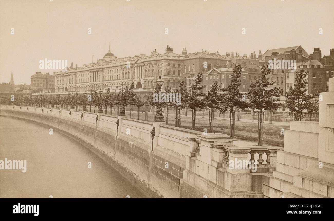 Antique circa 1890 photograph of the Somerset House in London, England. SOURCE: ORIGINAL ALBUMEN PHOTOGRAPH Stock Photo