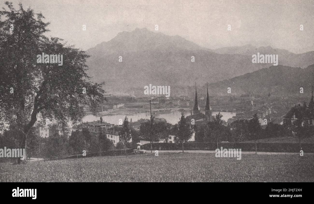 General view from the east of Lucerne, one of the Loveliest Resorts of Switzerland (1923) Stock Photo