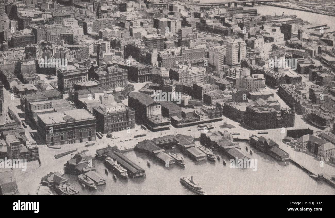 Where the first Sydney Colonists Landed: Ferry Boats at Circular Quay. New South Wales (1923) Stock Photo