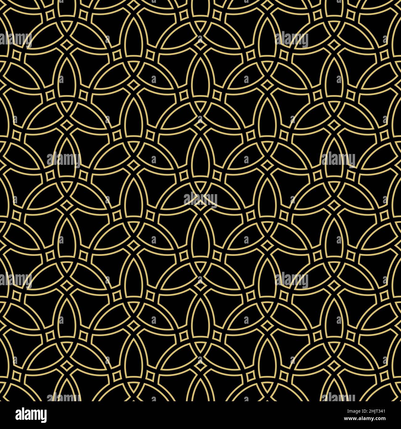Seamless ornament in arabian style. Geometric abstract black and golden ...