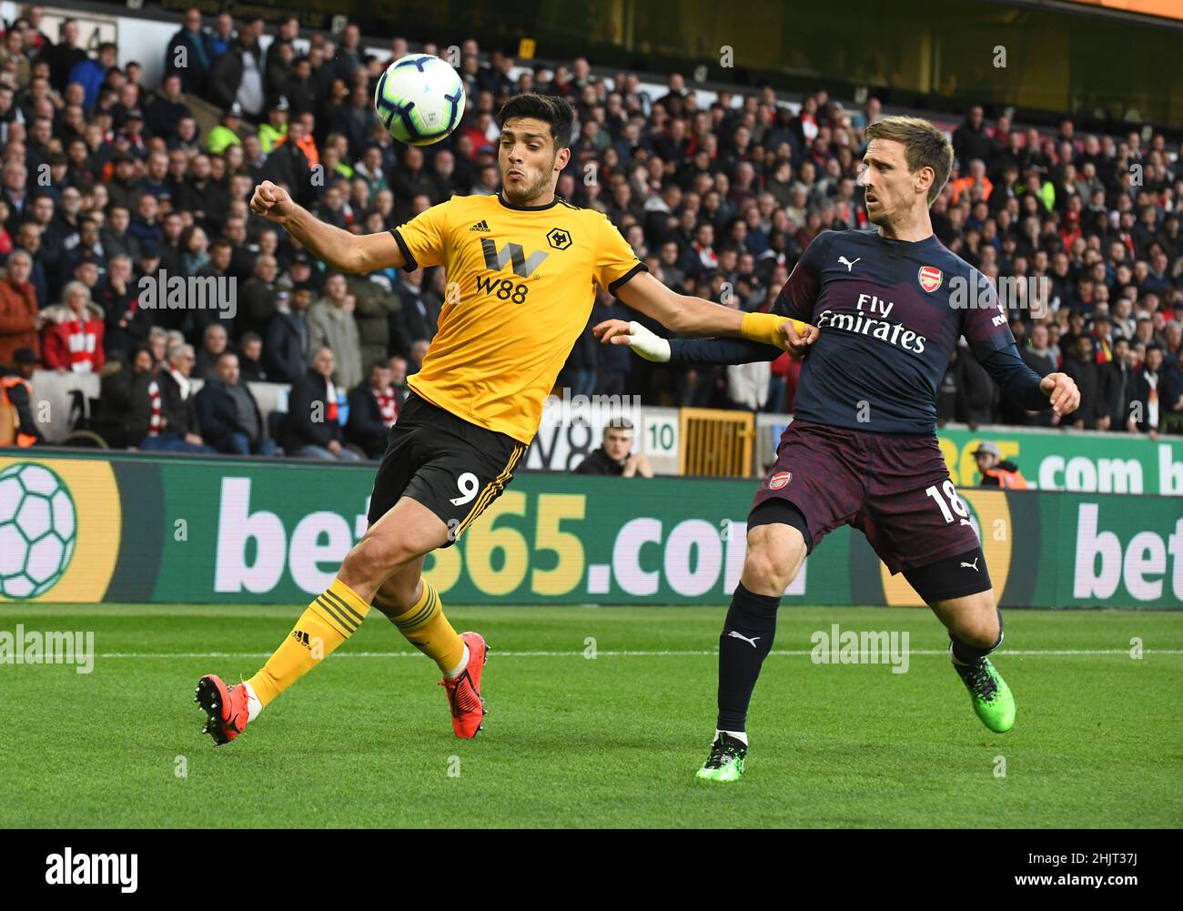 Wolves footballer Raul Jimenez Wolverhampton Wanderers v Arsenal at Molineux Stadium 24/04/2019 - English Premier League Stock Photo