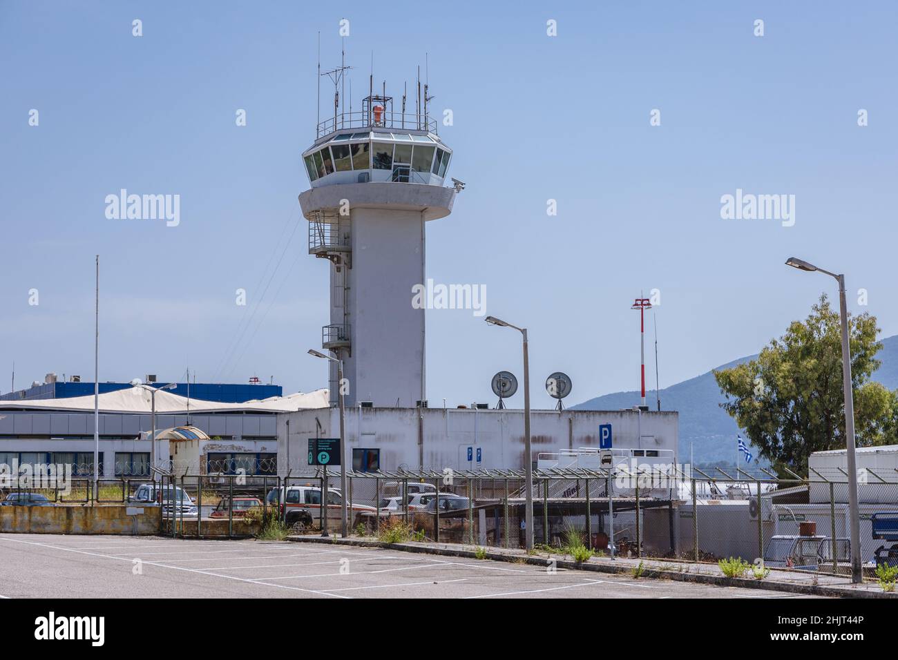 Control tower of Corfu International Airport Ioannis Kapodistrias on a  Greek island of Corfu also called Kerkyra, in Corfu city Stock Photo - Alamy