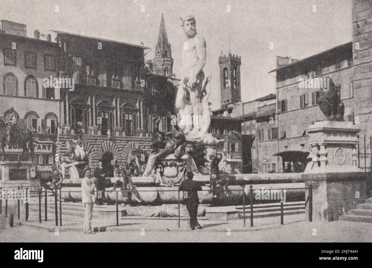 Giant form on the Sea-God in an Historic Square at Florence. Italy. Tuscany  (1923) Stock Photo