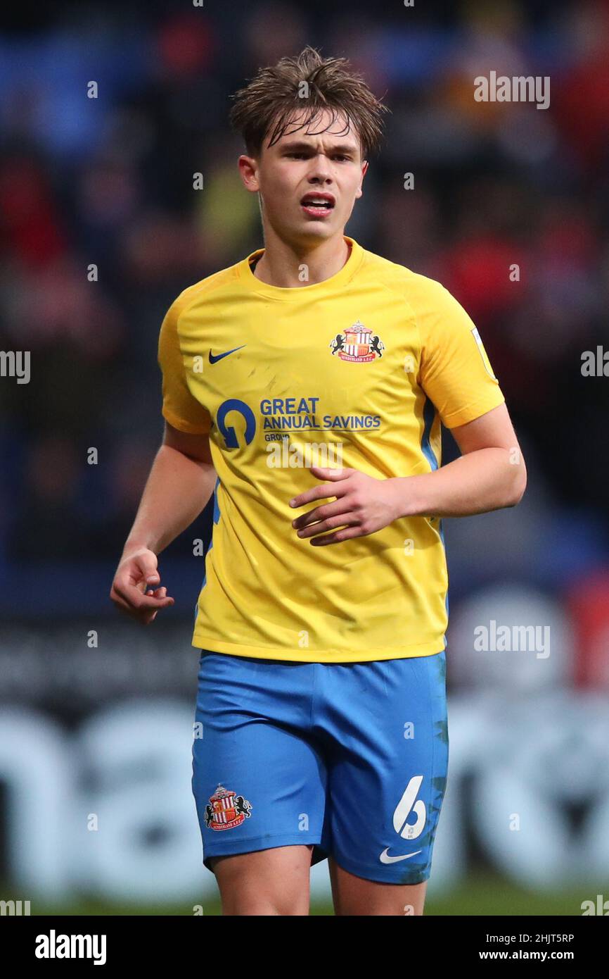 Sunderland’s Callum Doyle during the Sky Bet League One match at the University of Bolton Stadium, Bolton. Picture date: Saturday January 29, 2022. Stock Photo