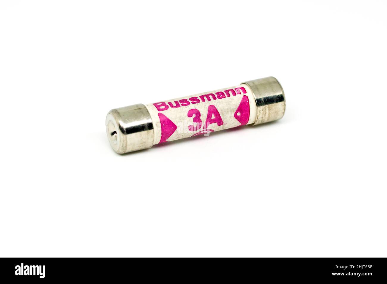 Close up of a standard 3 amp electrical fuse as used in 3 pin UK plugs