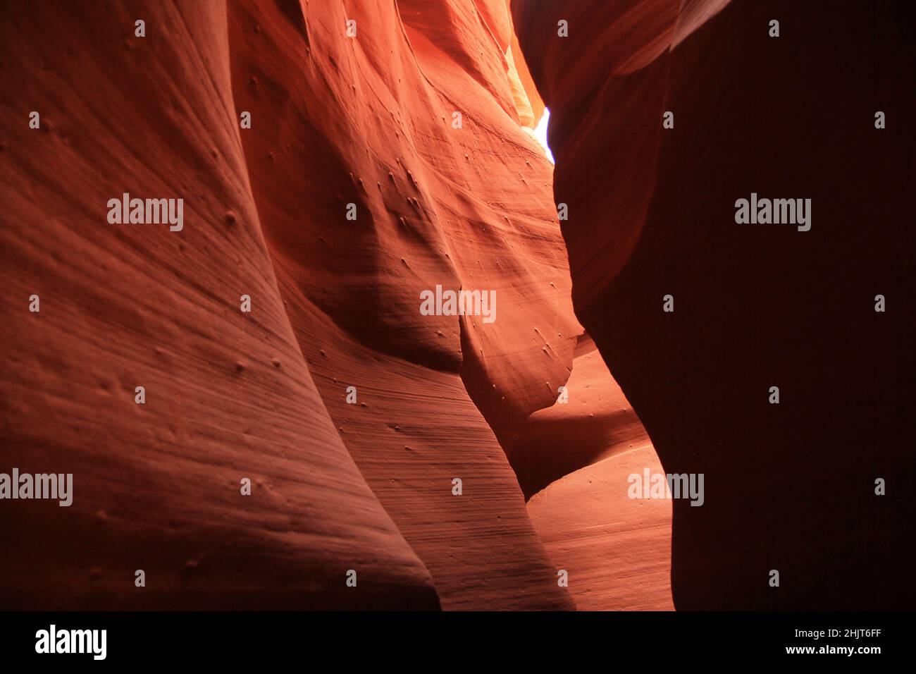 The waves of the red walls of the narrow Antelope Canyon in Arizona Stock Photo