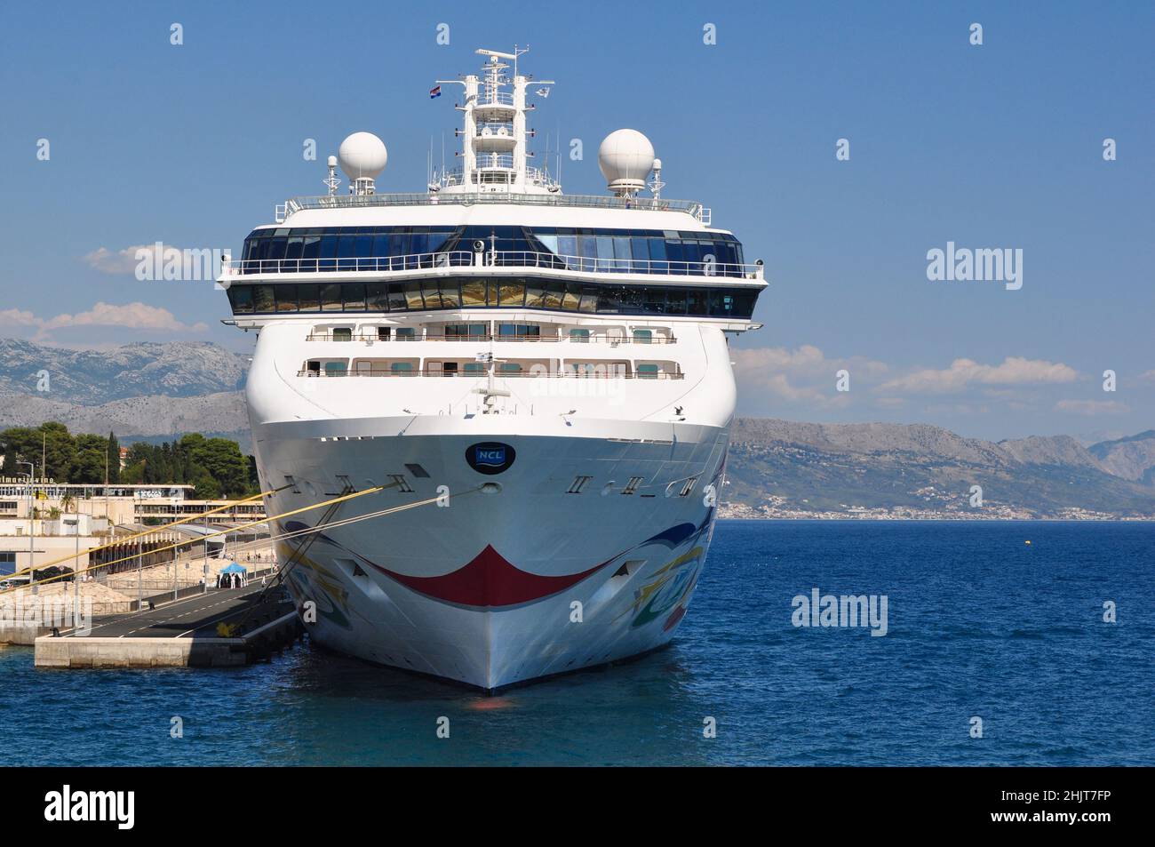 Norwegian star cruise ship docked in port of Split, Croatia Stock Photo