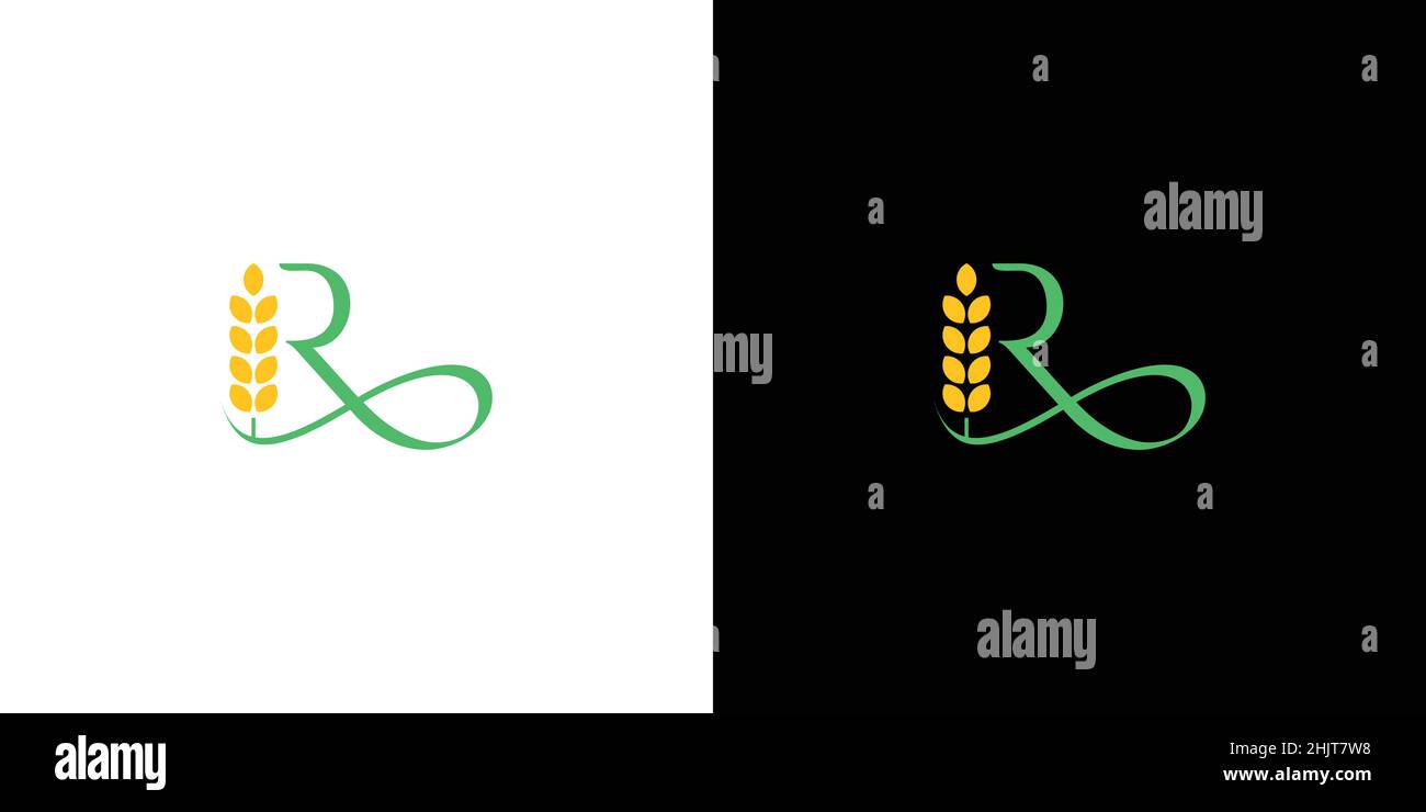 Modern and professional R initials farm logo design Stock Vector