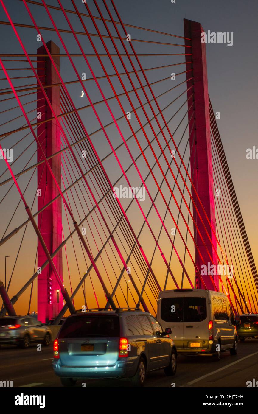 rush hour traffic on theNew Kosciuszko bridge in between Queens and