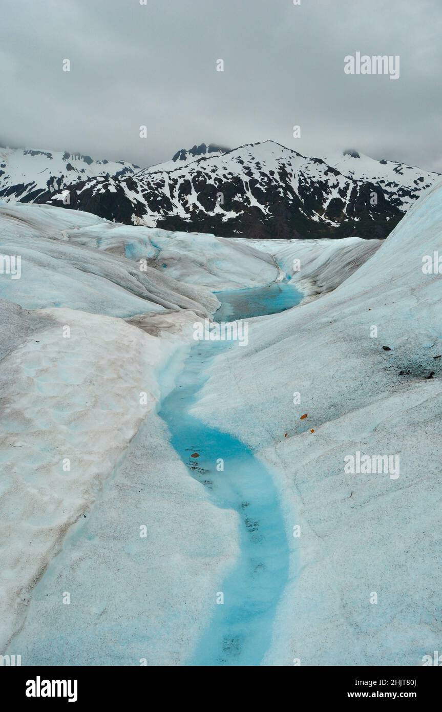 Surface of Mendenhall glacier in Juneau icefield, Alaska, USA Stock Photo