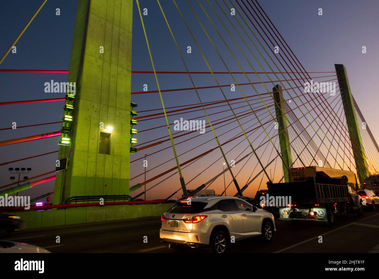 rush hour traffic on theNew Kosciuszko bridge in between Queens and