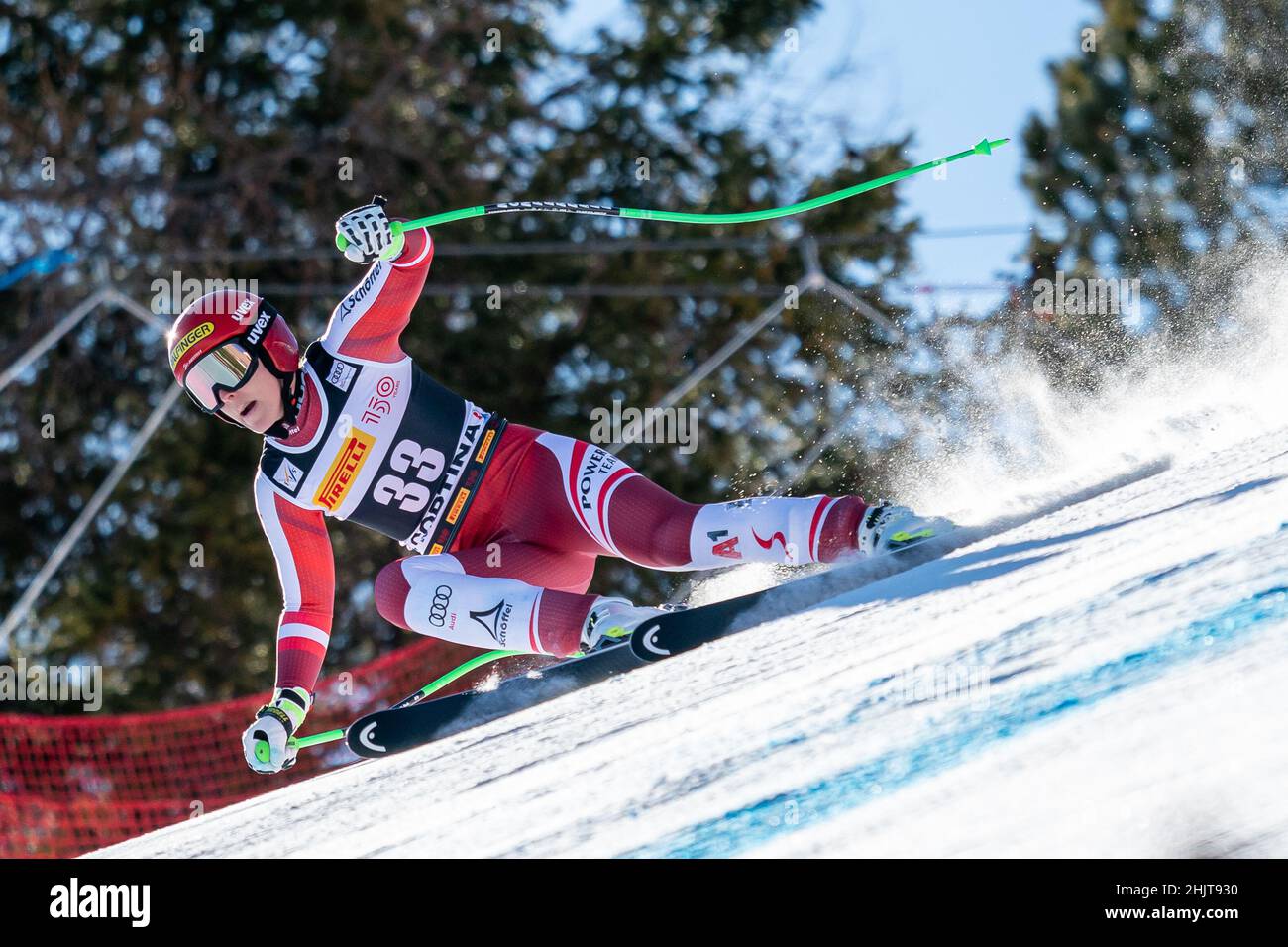 Cortina d'Ampezzo, Italy. 23 January 2022. REISINGER Elisabeth (AUT) competing in the Fis Alpine Ski World Cup Women's Super-G on the Olympia delle To Stock Photo