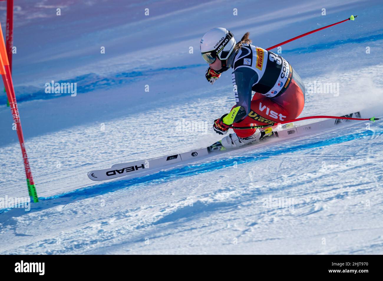 Cortina d'Ampezzo, Italy. 23 January 2022. PLESHKOVA Julia (RUS) competing in the Fis Alpine Ski World Cup Women's Super-G on the Olympia delle Tofane Stock Photo