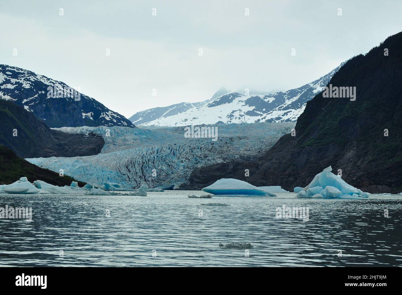 View of Mendenhall glacier in Juneau Icefield, Alaska Stock Photo
