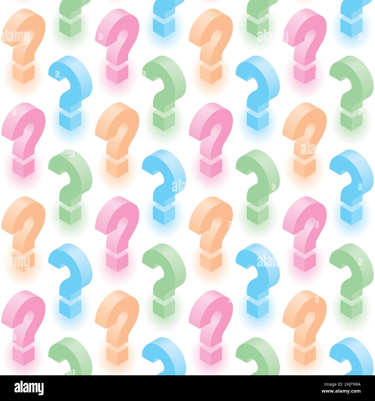 Childrens Quiz Isometric Background. Multicolor Question Marks Seamless Vector Pattern. Stock Vector