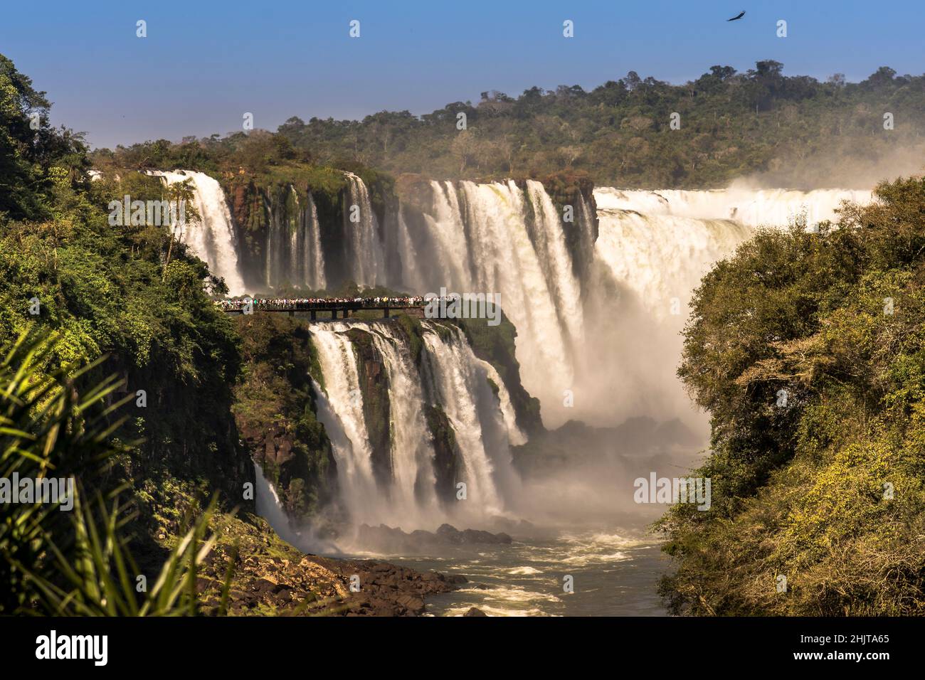 Main view of the Devil´s Throat (Garganta del Diablo) from the brazilian side of Iguazú Falls, in South América. Stock Photo