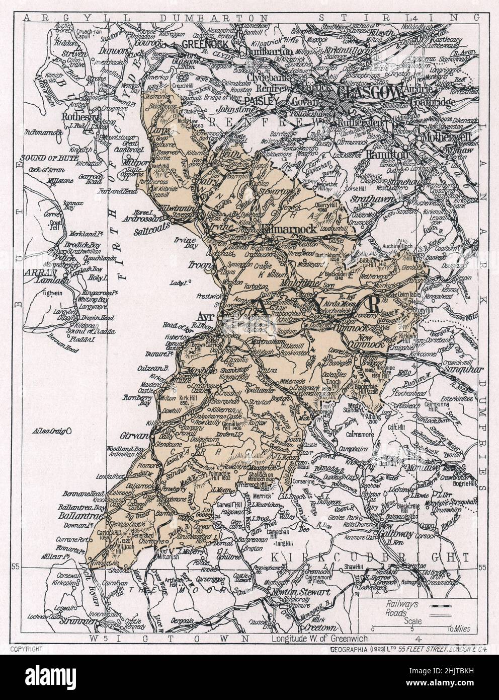 Map of Ayrshire (1913 Stock Photo - Alamy