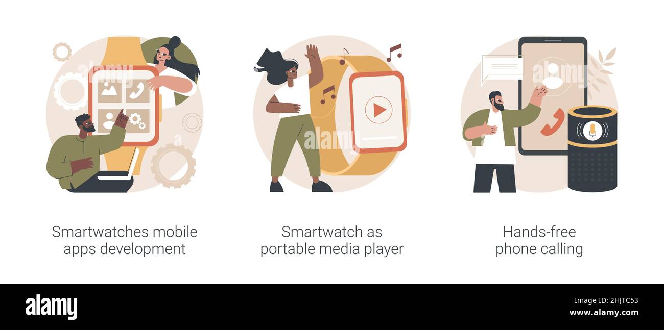 Wearable devices abstract concept vector illustration set. Smartwatches ...