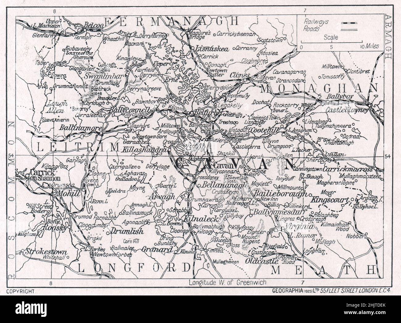 Map of Cavan. County Cavan (1913 Stock Photo Alamy