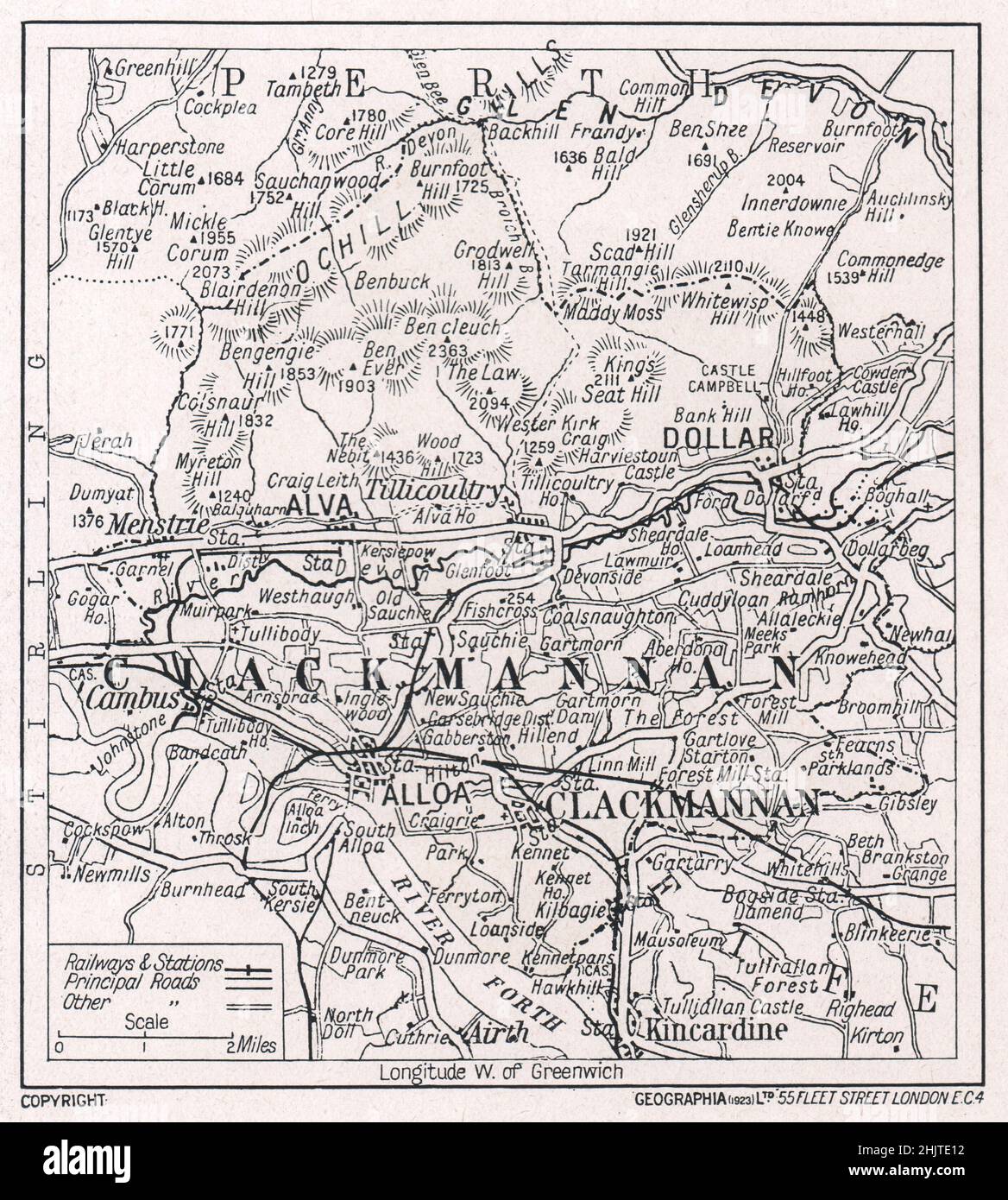 Map of Clackmannanshire (1913 Stock Photo - Alamy