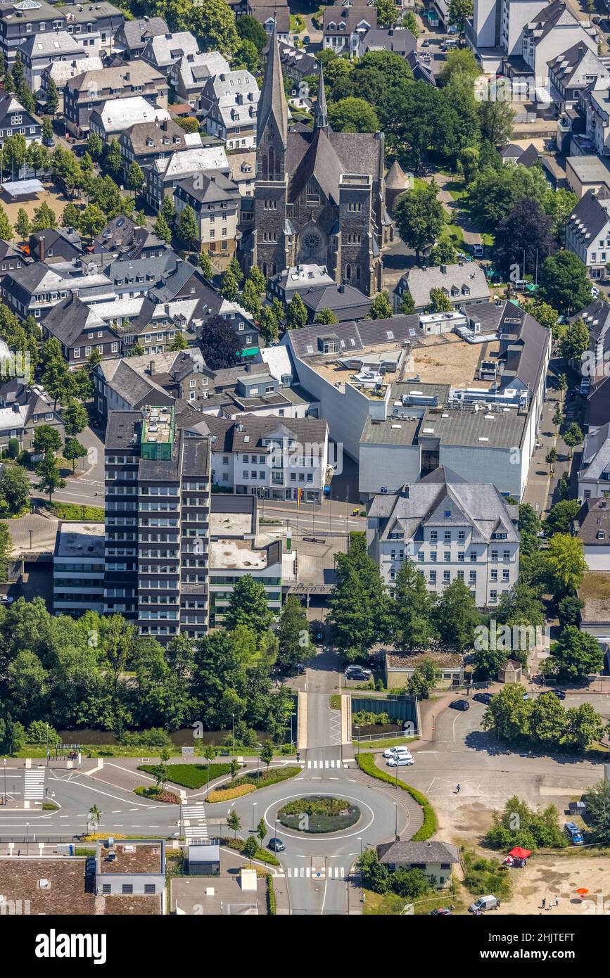 Olpe town hall and st martinus church hires stock photography and