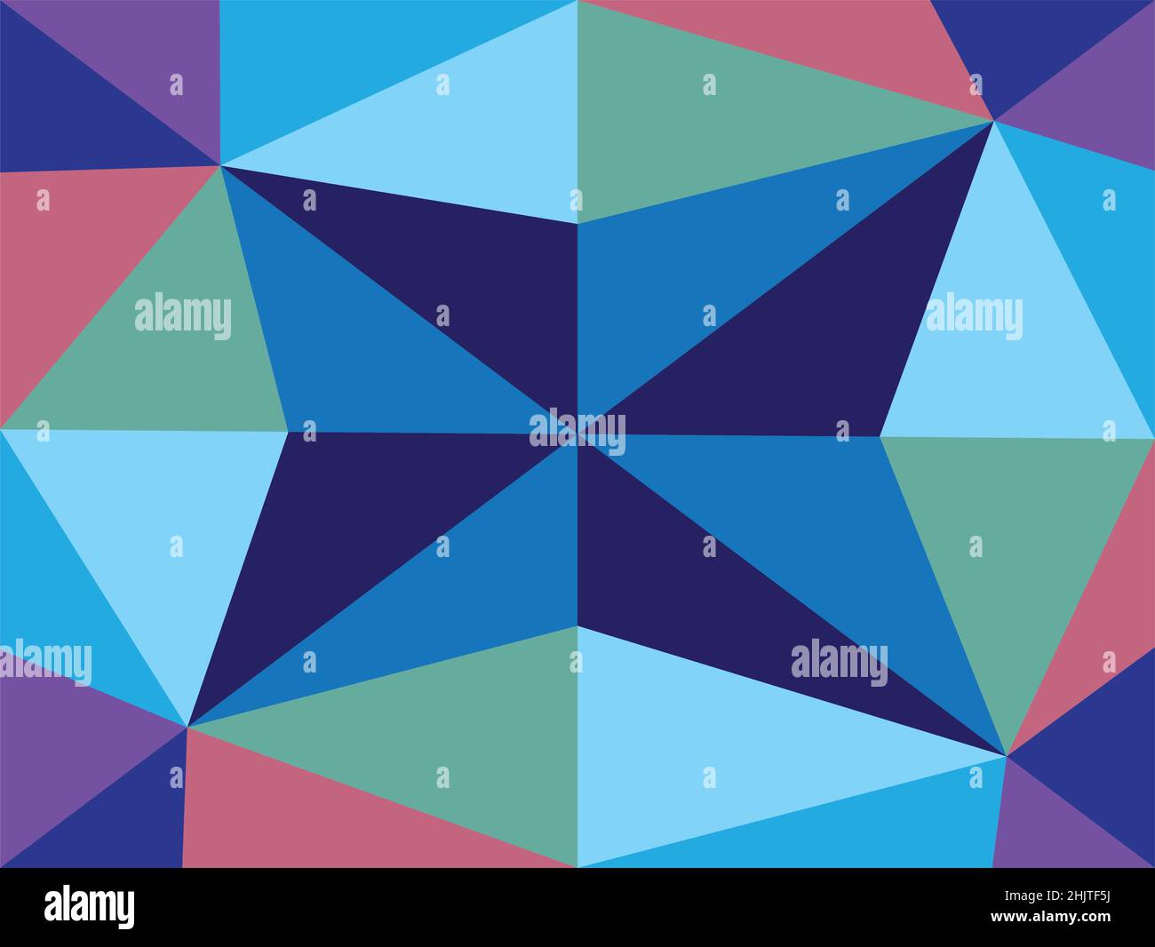 Vector graphics showing a multicolored texture resulting from scaling, rotating, coloring triangles. Stock Vector