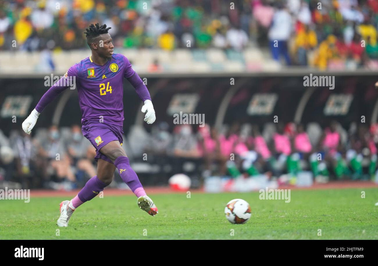 Douala, Cameroon, January, 29, 2022: André Onana of Cameroon during Cameroon versus The Gambia, Africa Cup of Nations at Japoma stadium. Kim Price/CSM. Stock Photo