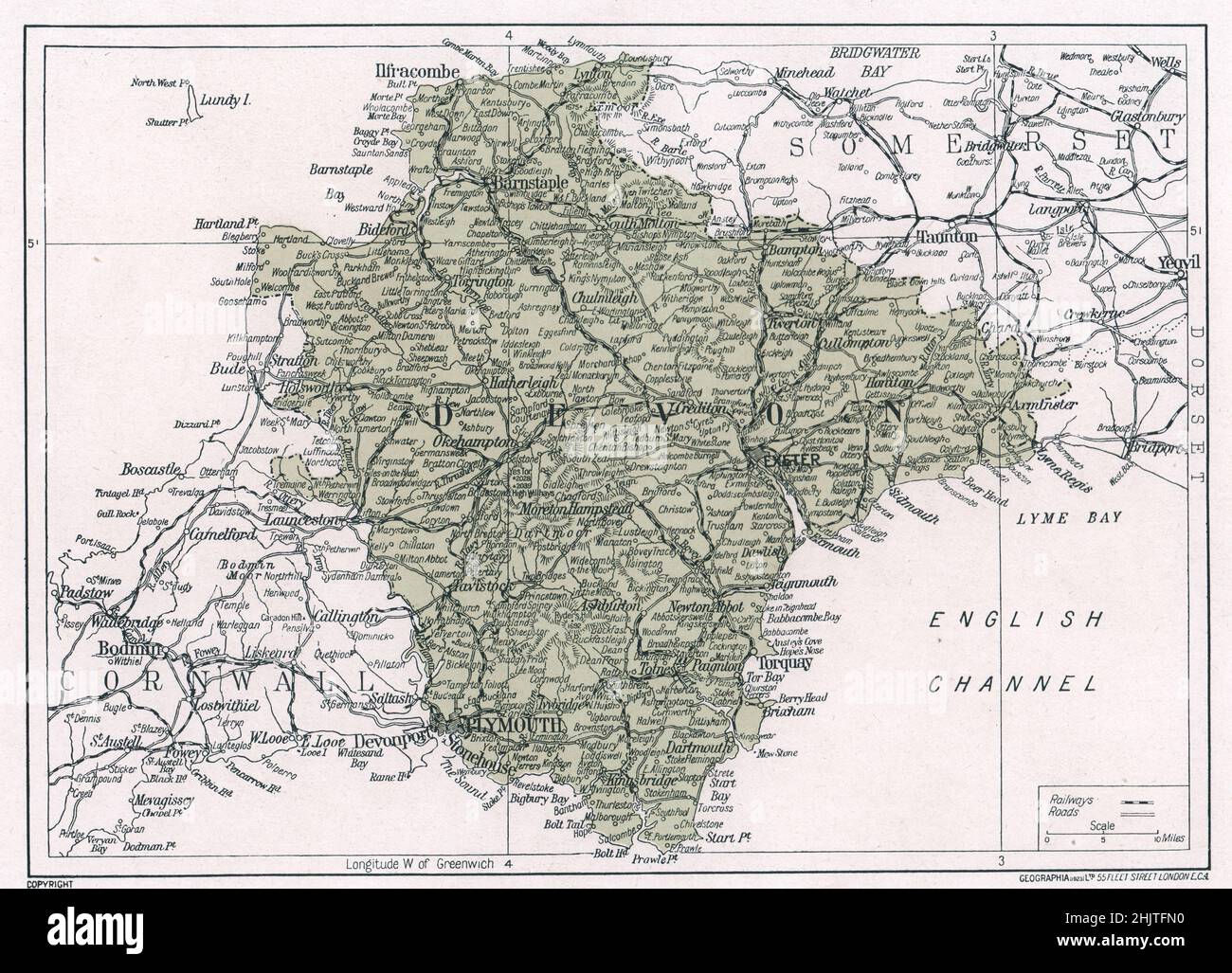 Map of Devonshire (1913) Stock Photo