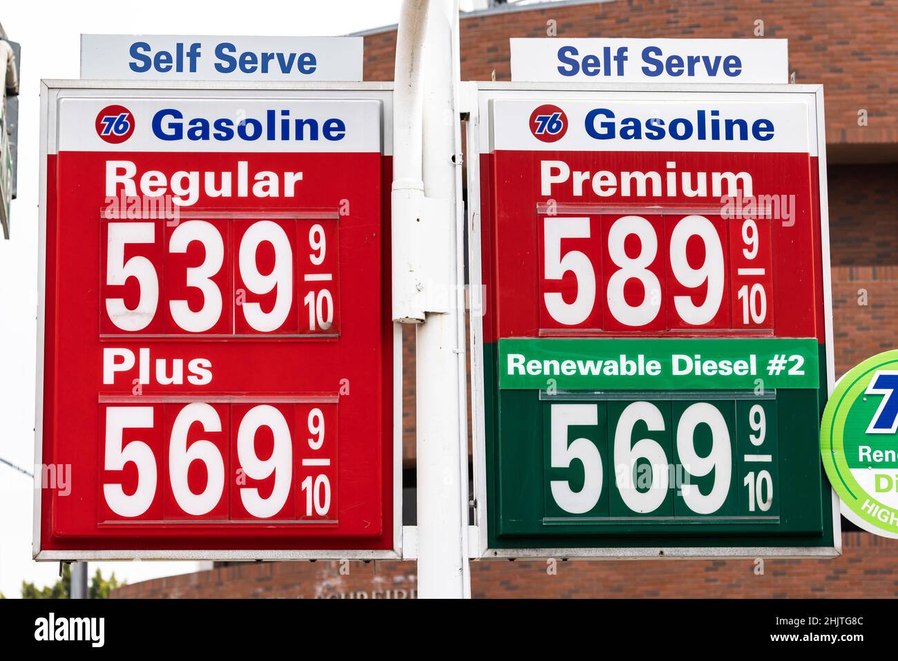 Gasoline prices in Los Angeles. Prices are in displayed in U.S. dollars for one gallon of gas. 1