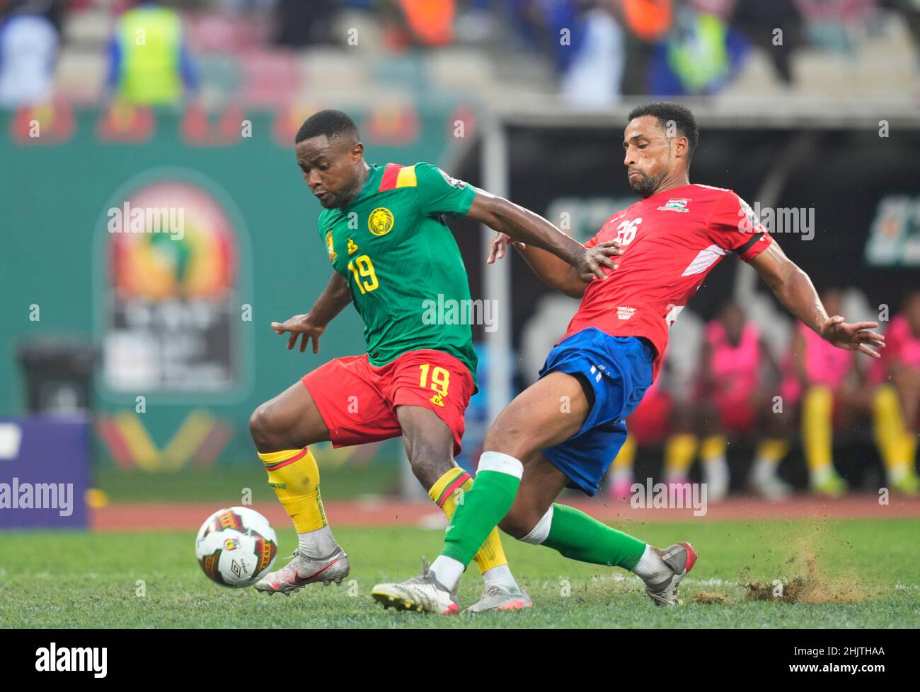 Douala, Cameroon, January, 29, 2022: Collins Fai of Cameroon during Cameroon versus The Gambia, Africa Cup of Nations at Japoma stadium. Kim Price/CSM. Stock Photo