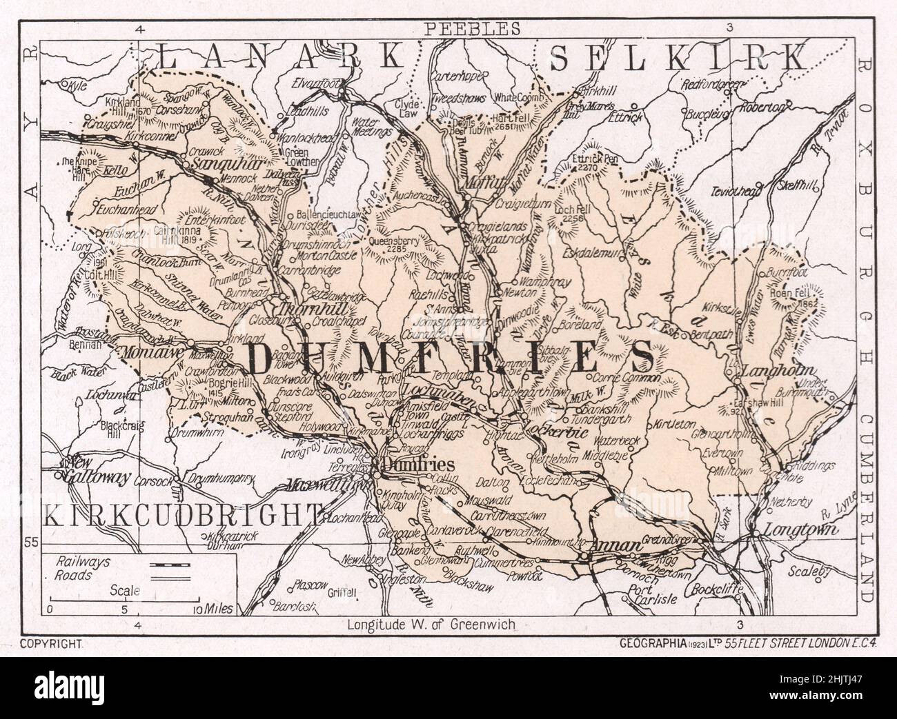 Map of Dumfriesshire (1913 Stock Photo - Alamy