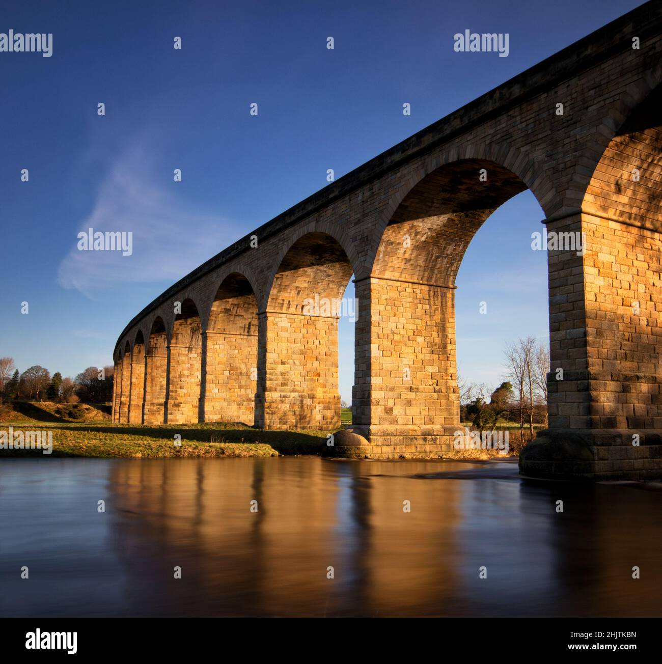 Arthington Viaduct, spanning the River Wharfe, Stock Photo