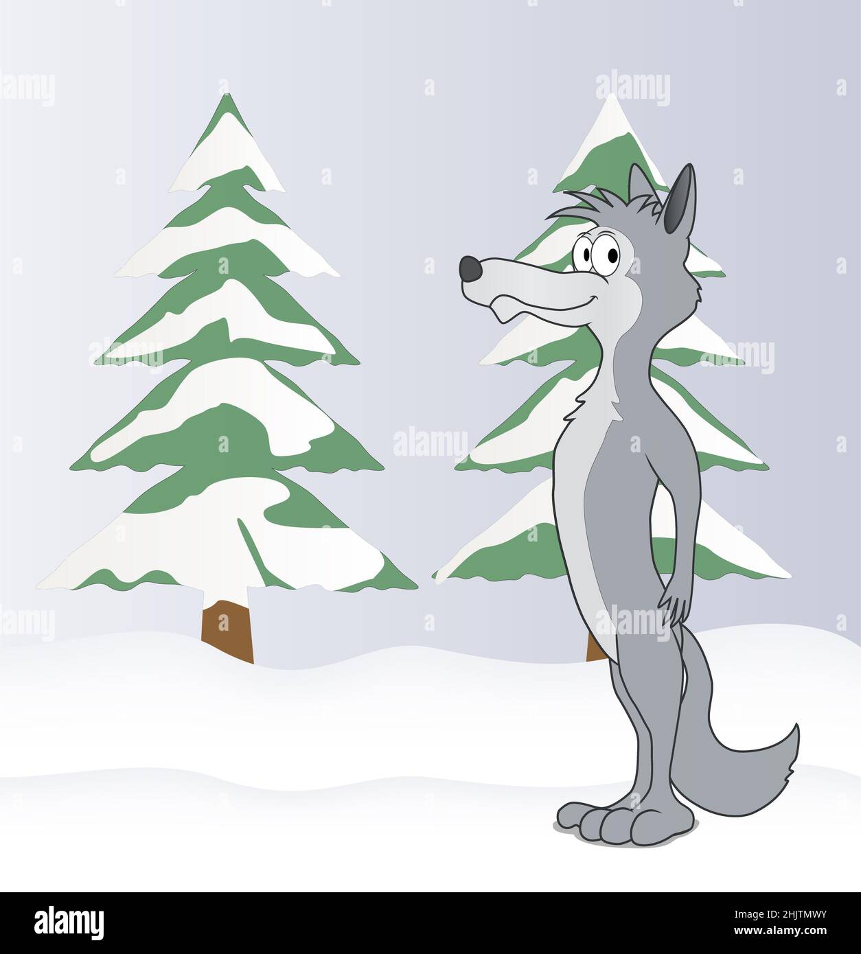 Cartoon illustration of a wolf Stock Photo