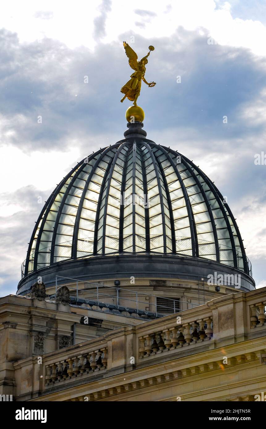 Glass dome of the Kunstakademie Dresden, Lipsiusbau, Germany Stock Photo