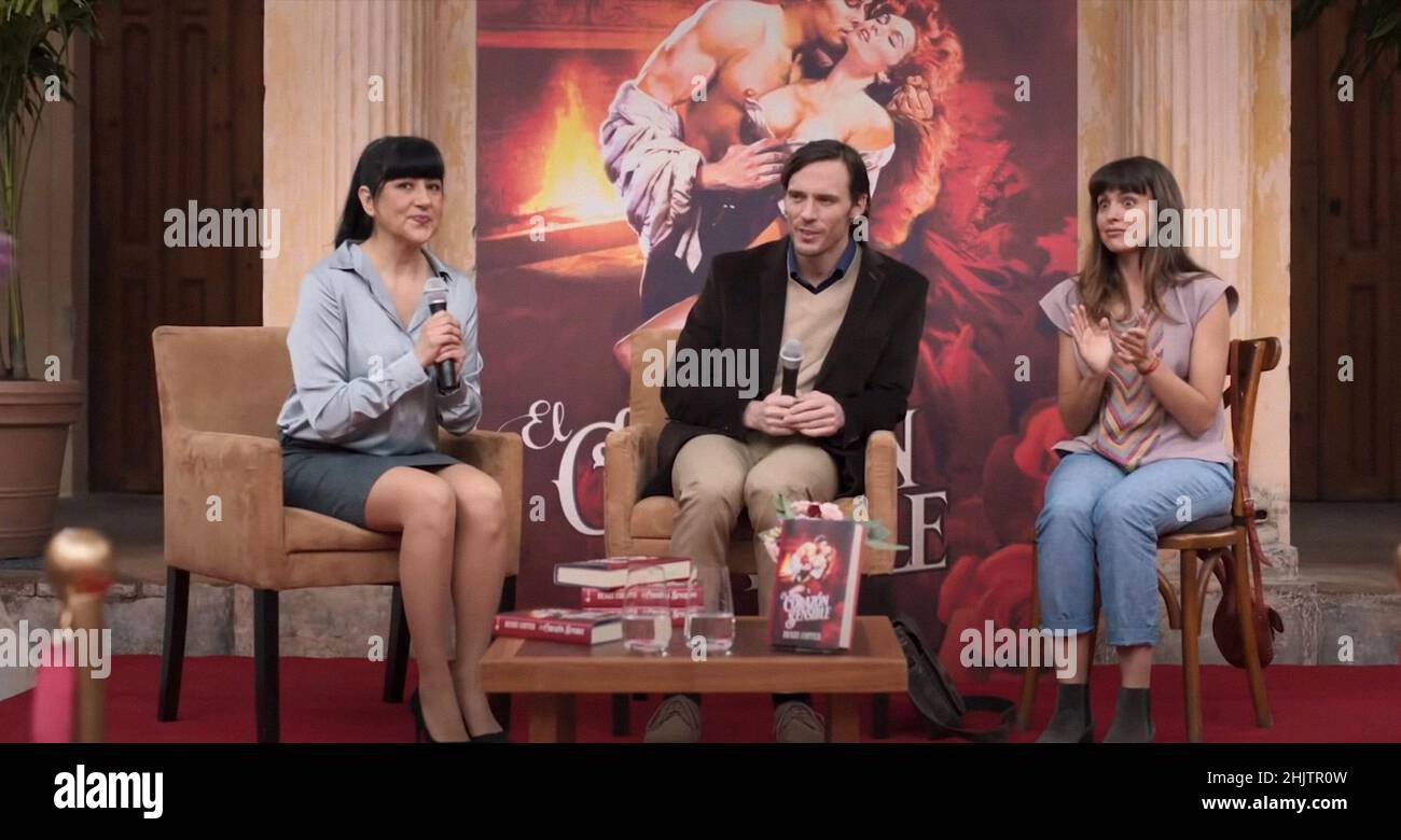 BOOK OF LOVE, from left: Laura de Ita, Sam Claflin, Veronica Echegui, 2022,  © Amazon Prime Video / Courtesy Everett Collection Stock Photo - Alamy