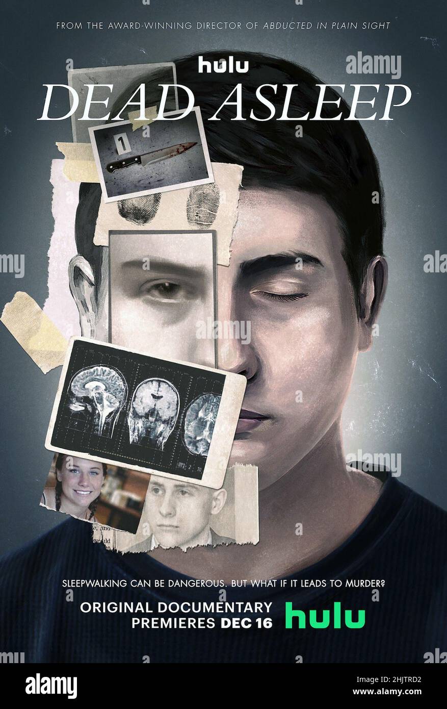 DEAD ASLEEP, US poster, Randy Herman Jr. (right, and lower right), Brooke Preston (bottom left), 2021. © Hulu / Courtesy Everett Collection Stock Photo