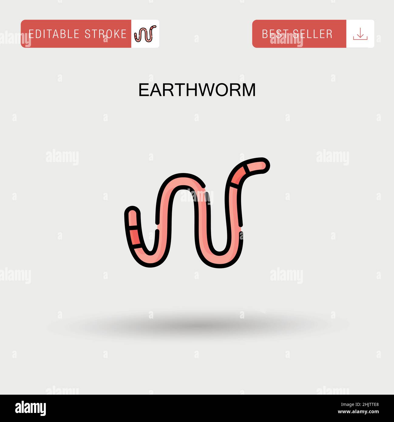 Earthworm Simple vector icon. Stock Vector